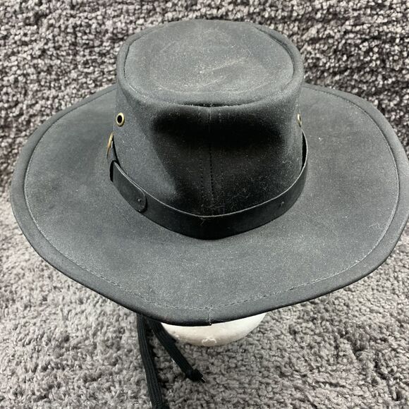Outback Trading Company Hat Adult Small  Kodiak Black Oilskin Cowboy Mens - Picture 2 of 10